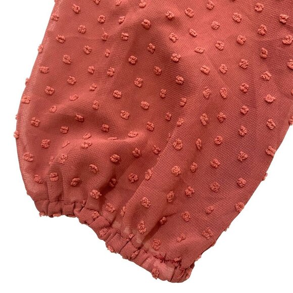 ZARA Rose Clip Dot Romper Dress women's M coquette ruffled tie flirty plunge - Picture 7 of 13